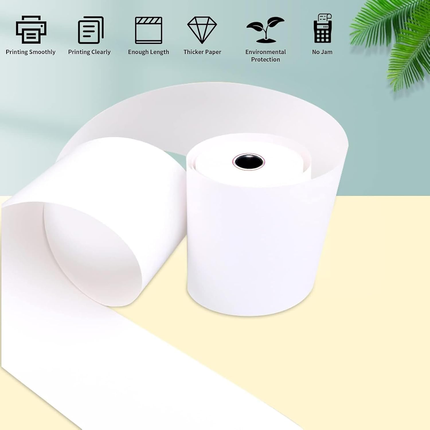 Sticky Thermal Receipt Paper 3 1/8" x 170' | 6 Rolls Linerless Wrinkle-Free Adhesive | For TOAST POS, Epson TM-L90 Sticky Label Paper, Kitchen Order, Delivery & Shipping Labels | Residue-Free
