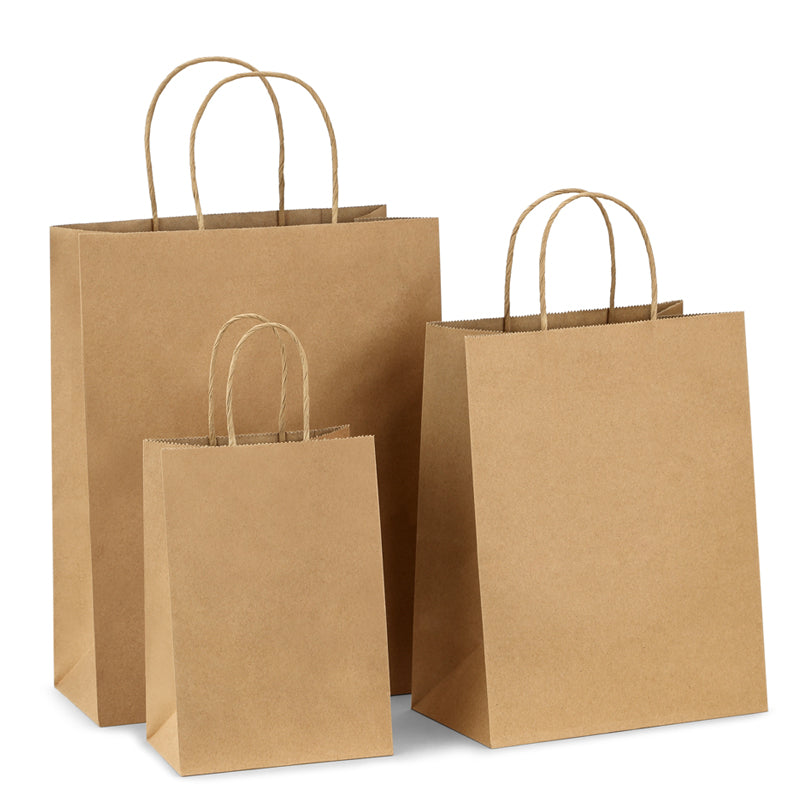 Large Brown Paper Bags with Handles (250 ct) (size vary)
