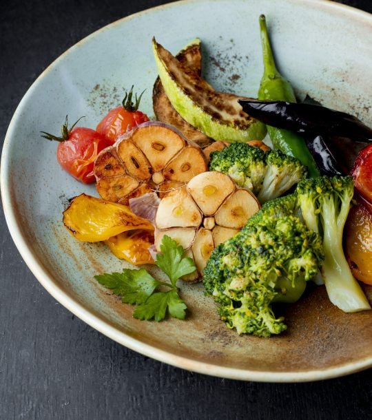 salad with grilled vegetables and broccoli